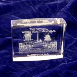 World War II Memorial Glass 3D Paperweight