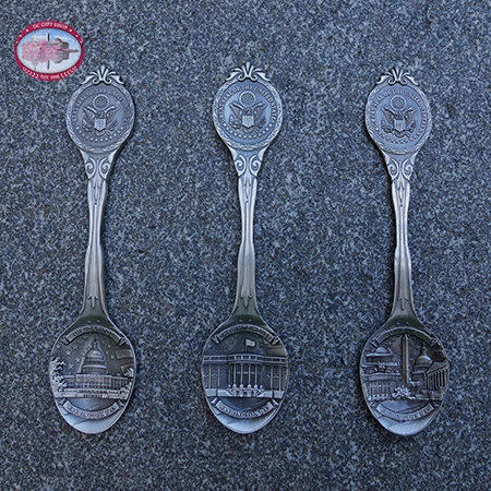 Washington DC Pewter Souvenir Spoon Set 3 Washington DC Pewter Souvenir Spoon Set