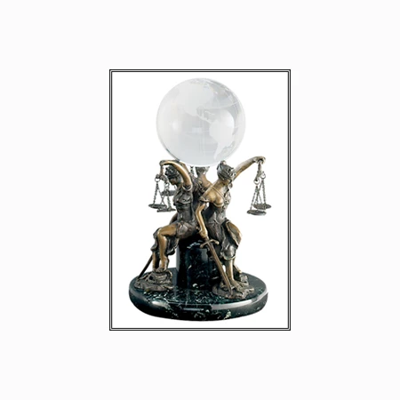 Seated Lady Justice Trio With Globe Statue 3 Seated Lady Justice Trio With Globe Statue